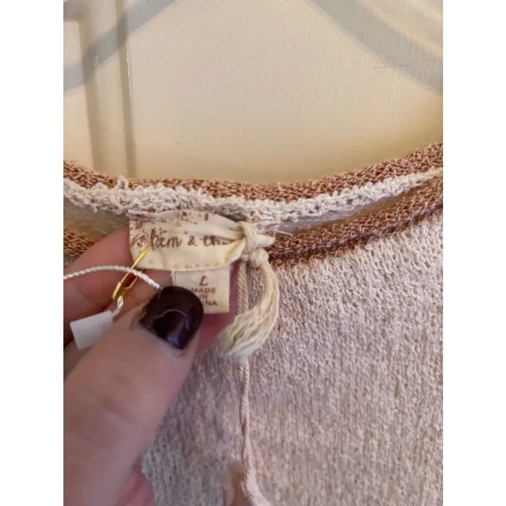 Hem & Thread Cream Exposed Seam Crewneck Sweater